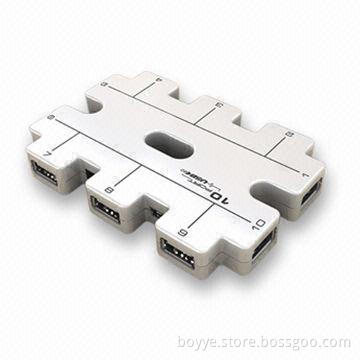 10-port USB Hub with 100mA Current, Supports Plug-and-play Function